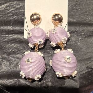 Aldo Lavender Double-Drop Floral Ball Earrings